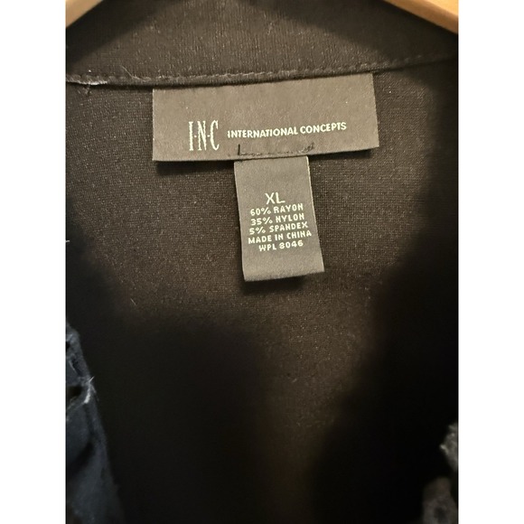 INC International Concepts Blk Ruffle Trim Open Front Jacket Blazer XL - Picture 5 of 6